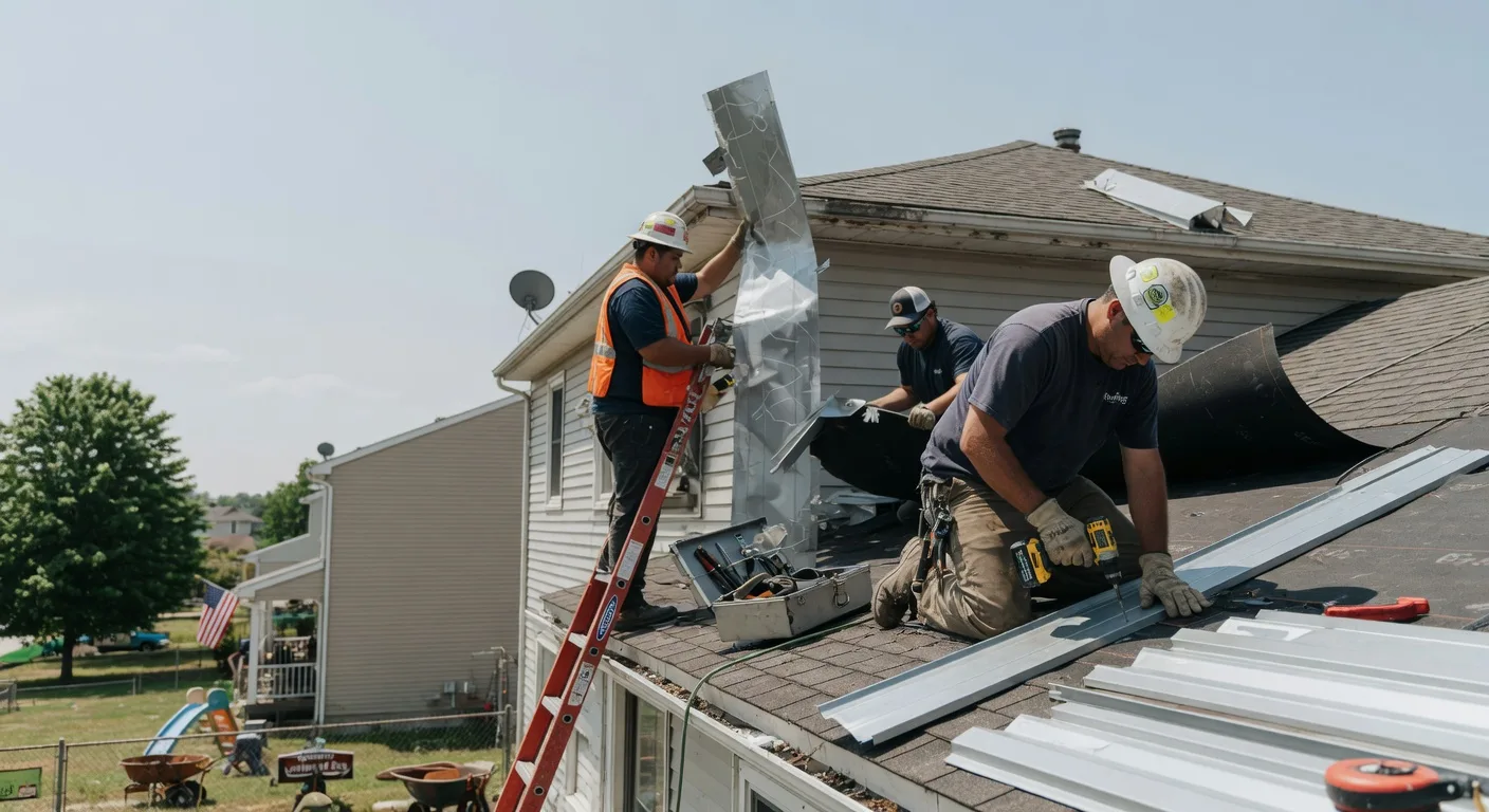 Storm Damage Metal Roof Repair in Martinsville, IL